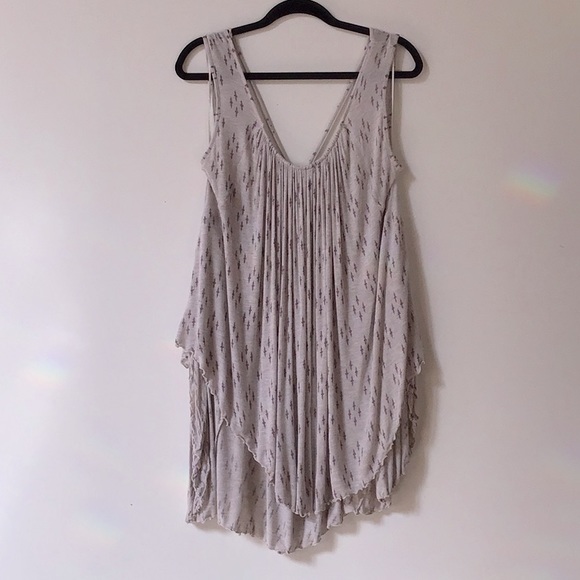 Free People Size Medium Ruched Stretch Jersey Front Tie Grey Draped Top - Picture 6 of 9
